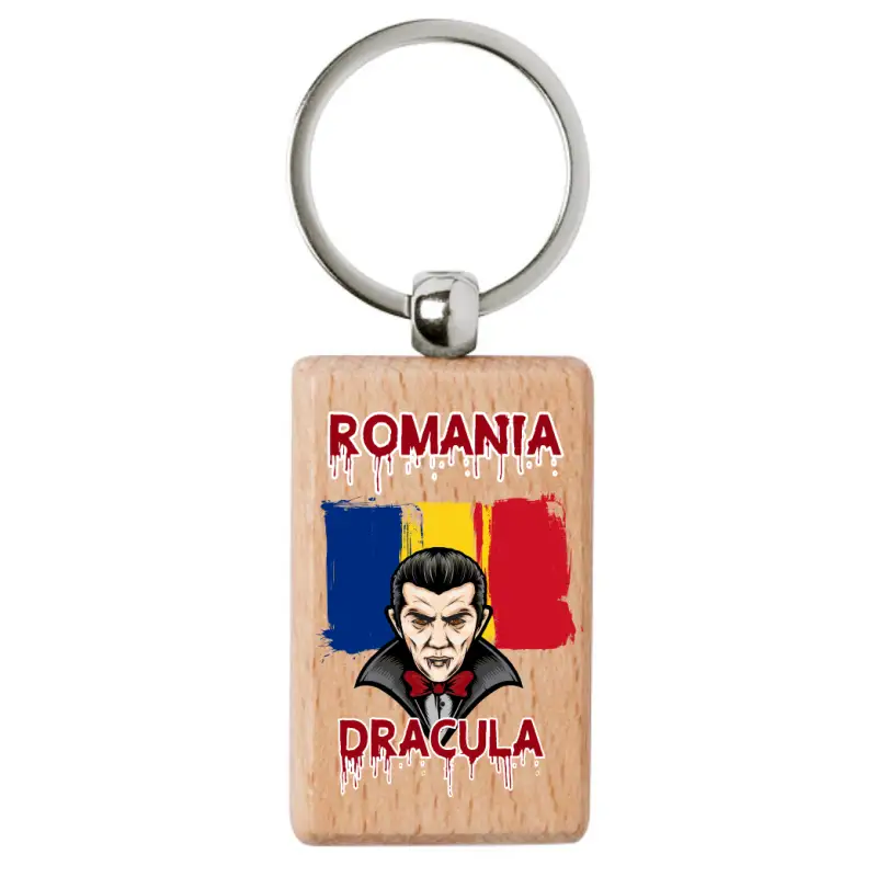 Dracula, romania, breloc din lemn, model 004v